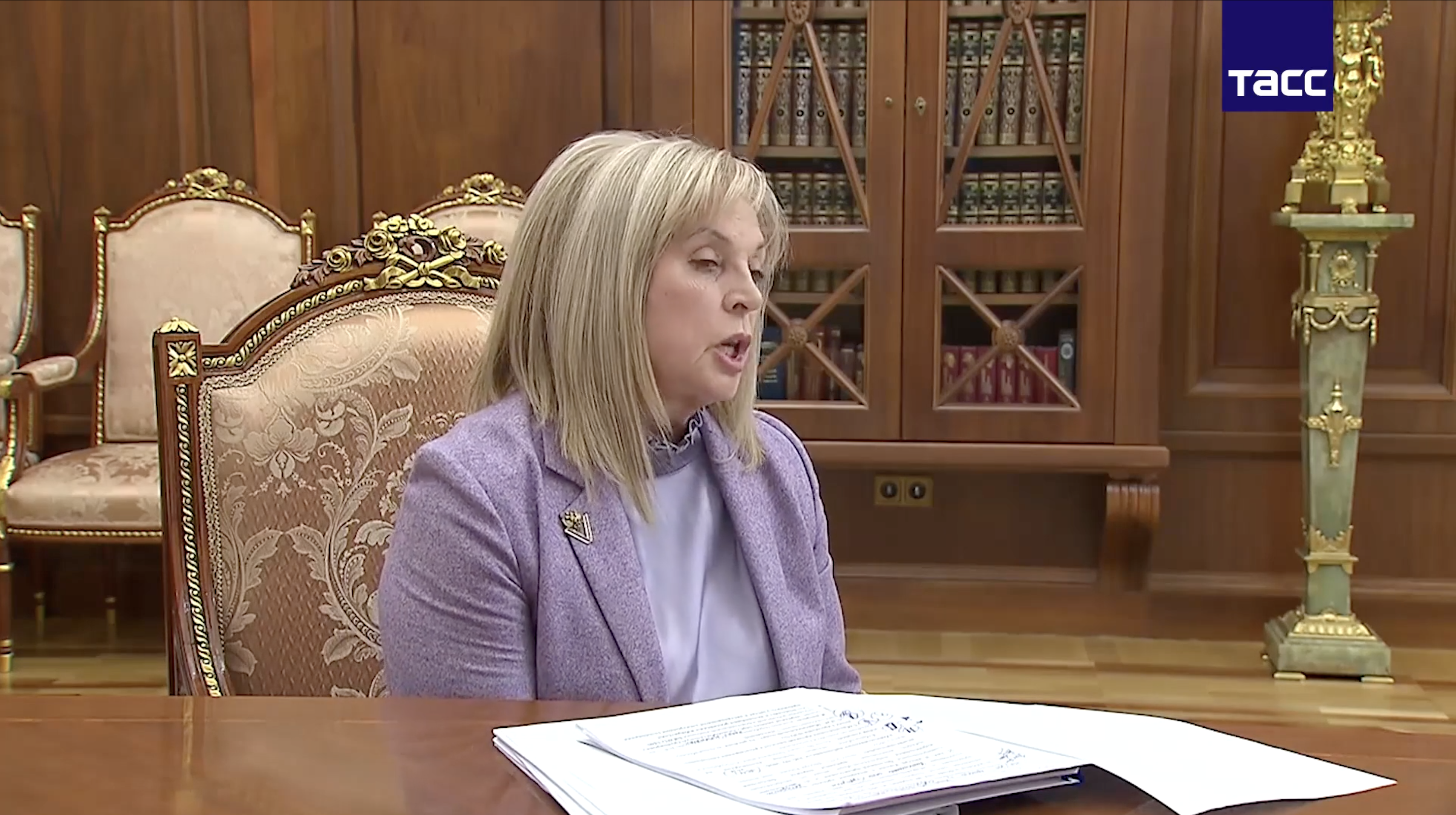 Элла Александровна Памфилова на приёме у Путина, кадр ТАСС